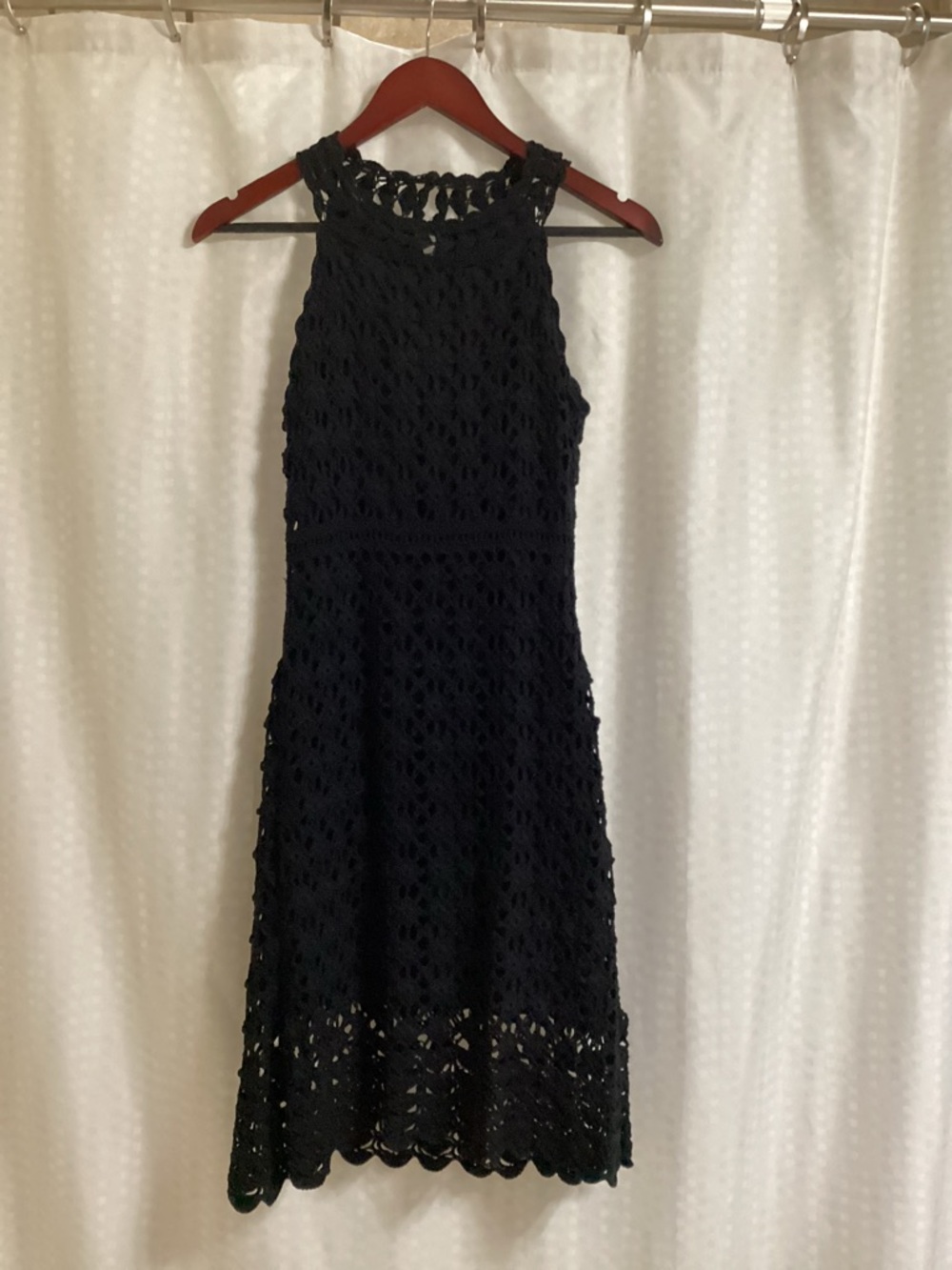 INC International Concepts Black Crochet Halter Midi